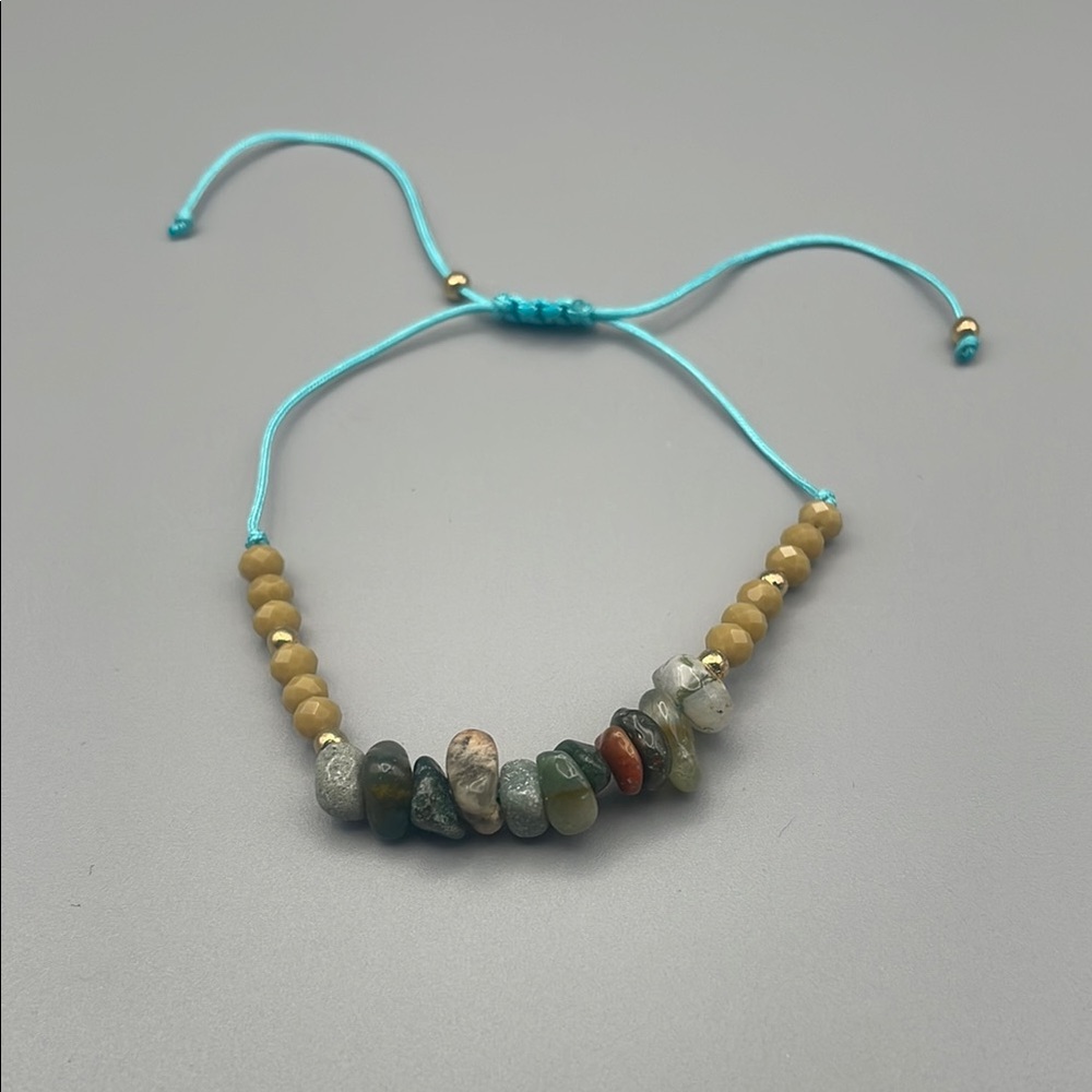 Adjustable Beaded Bracelet with Natural Stones